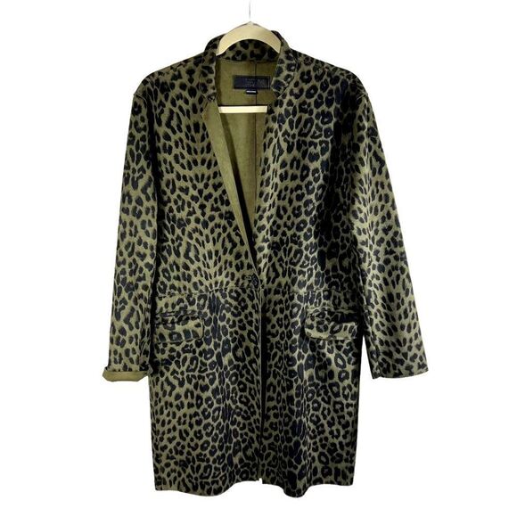 BlankNYC Lush Olive Green Animal Print Faux Suede Jacket - Picture 1 of 12